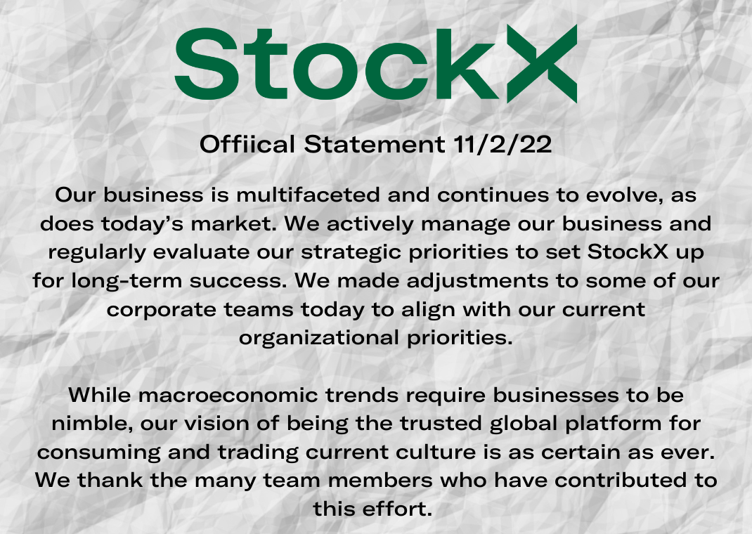 StockX Forced To Make Second Round of Layoffs For 2022 - Sneaker News